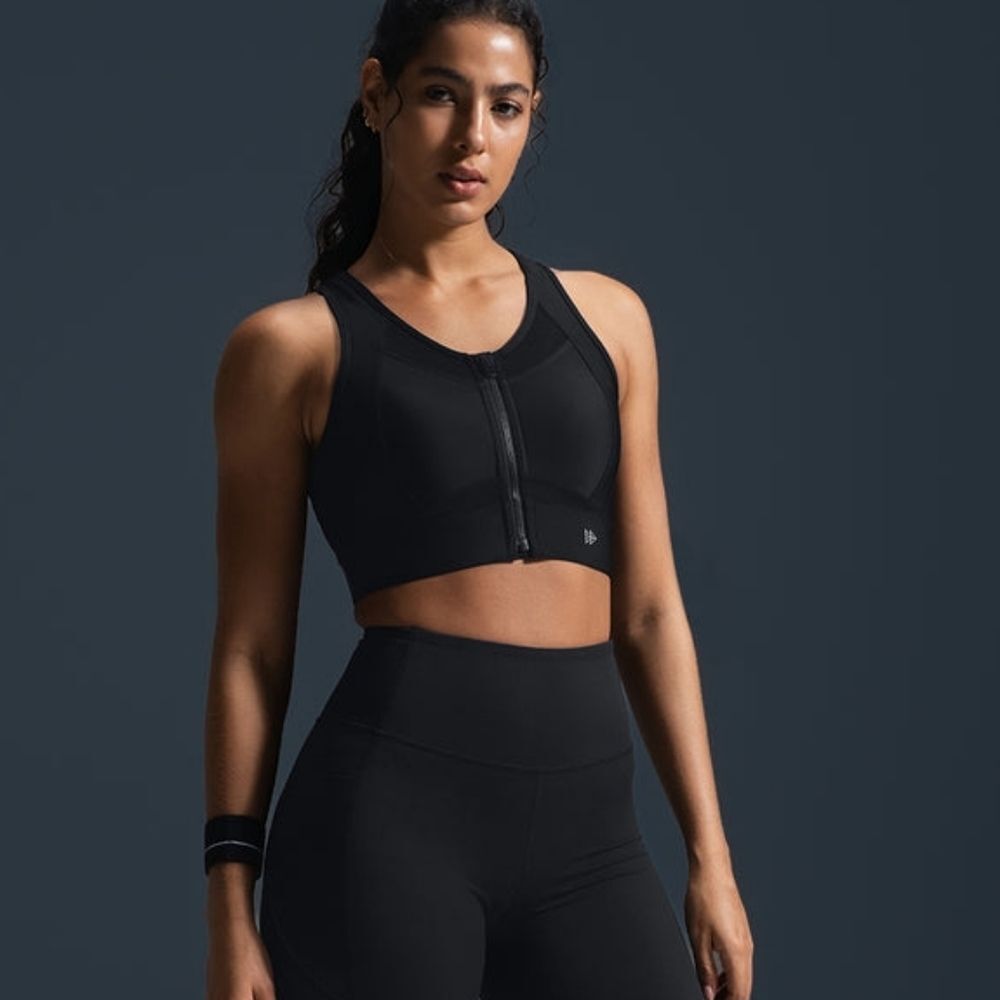 Yvette Sculpt Zip Mesh Racerback Padded Running Bra Size XL